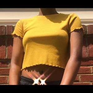 yellow ribbed forever 21 cropped top